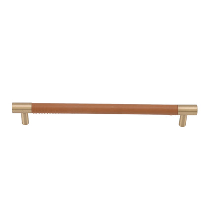 Cabinet Door Handle 224MM Hole Pitch Leather Brass Light Luxury Cupboard Bar Pull Handle for Home Wardrobe V1294-YM0512-3114220102212