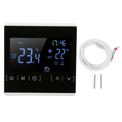 Smart Thermostat Backlit Touch Screen Dual Control Temperature Controller for Floor Heating High Power AC V1294-YM0512-3114220102511