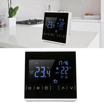 Smart Thermostat Backlit Touch Screen Dual Control Temperature Controller for Floor Heating High Power AC V1294-YM0512-3114220102511