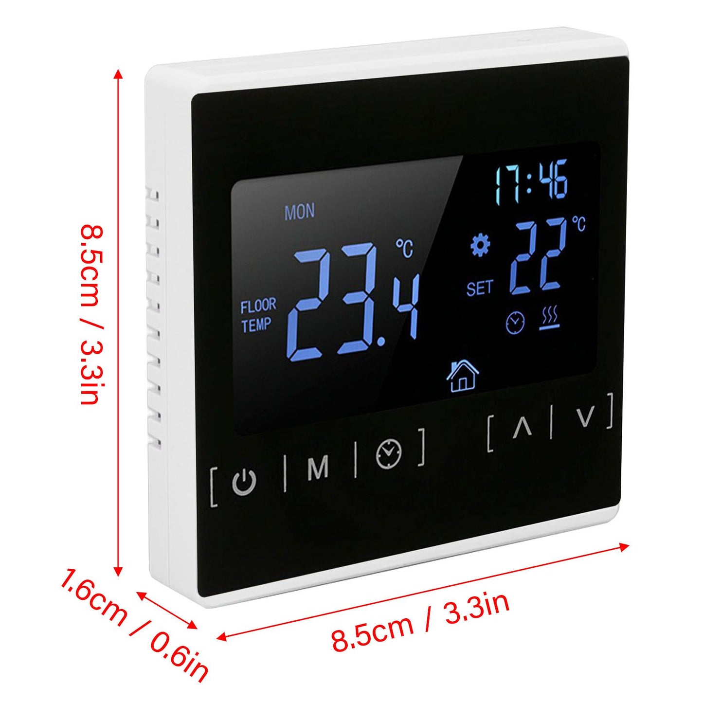 Smart Thermostat Backlit Touch Screen Dual Control Temperature Controller for Floor Heating High Power AC V1294-YM0512-3114220102511