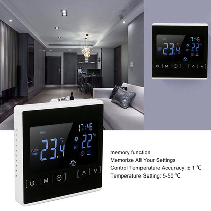 Smart Thermostat Backlit Touch Screen Dual Control Temperature Controller for Floor Heating High Power AC V1294-YM0512-3114220102511