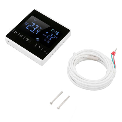 Smart Thermostat Backlit Touch Screen Dual Control Temperature Controller for Floor Heating High Power AC V1294-YM0512-3114220102511