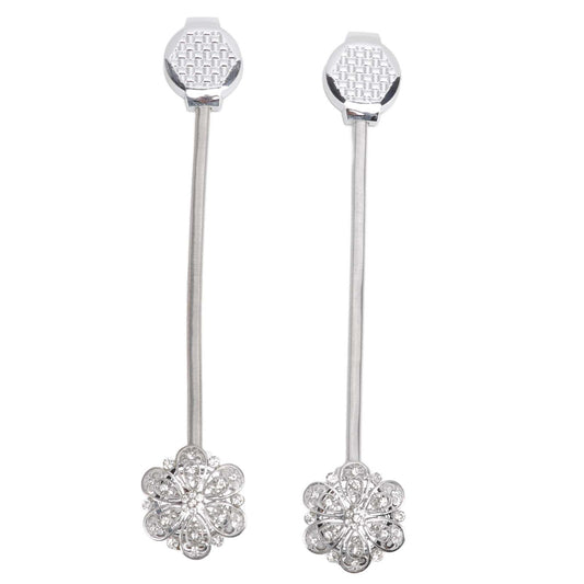 2Pcs Crystal Curtain Magnetic Tieback Stainless Steel Elegant Flower Curtain Clips Buckle for Living Room V1294-YM0512-3114220103411