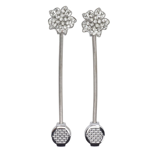 2Pcs Magnetic Curtain Tiebacks Stretchy Sparkling Crystal Flower Curtain Buckle Clips Stainless Wire Curtain V1294-YM0512-3114220103511