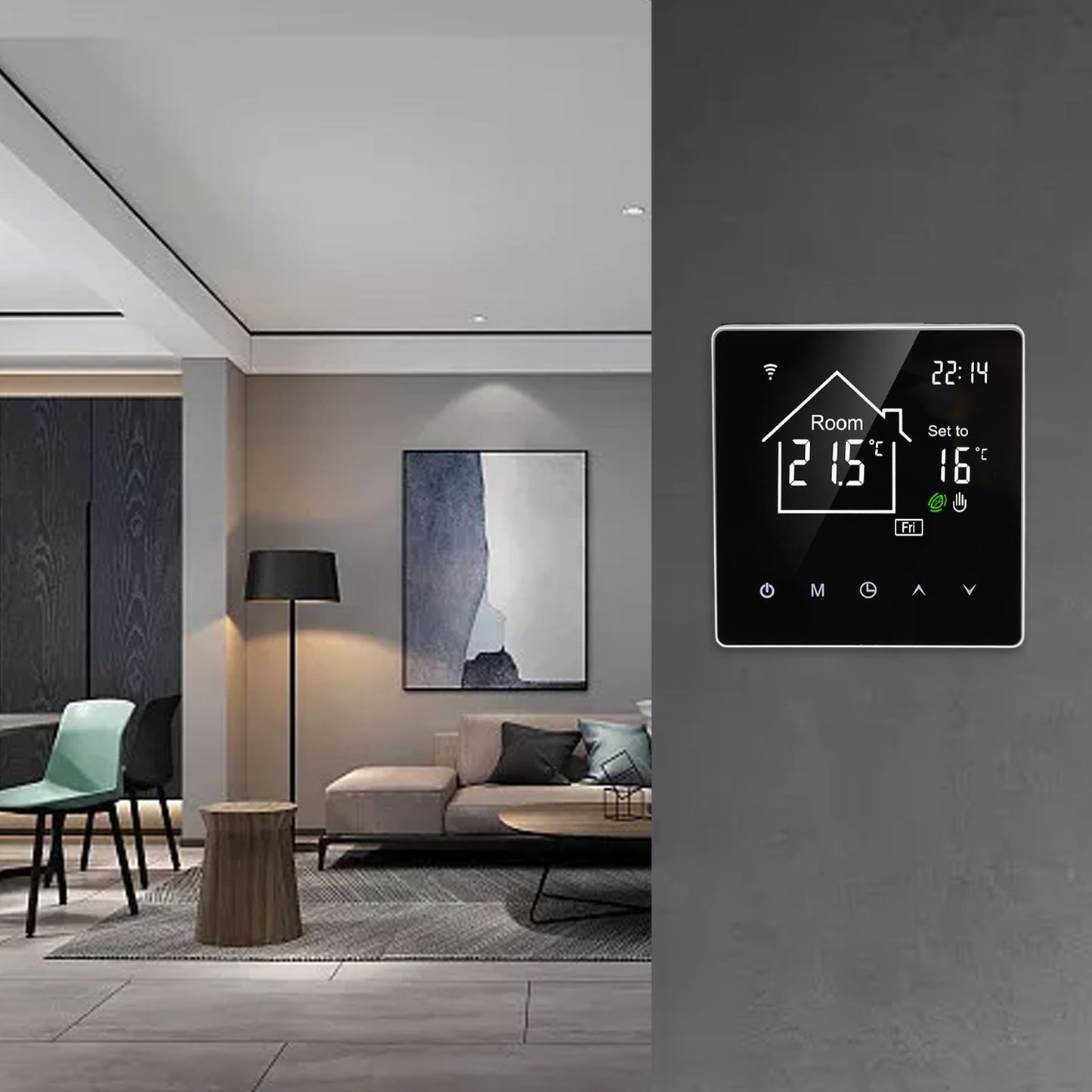 Smart Thermostat 86 Type LCD Touch Screen 7 Day Programmable Modes Digital Thermostat for Home 90 to 240V V1294-YM0512-3114220105111