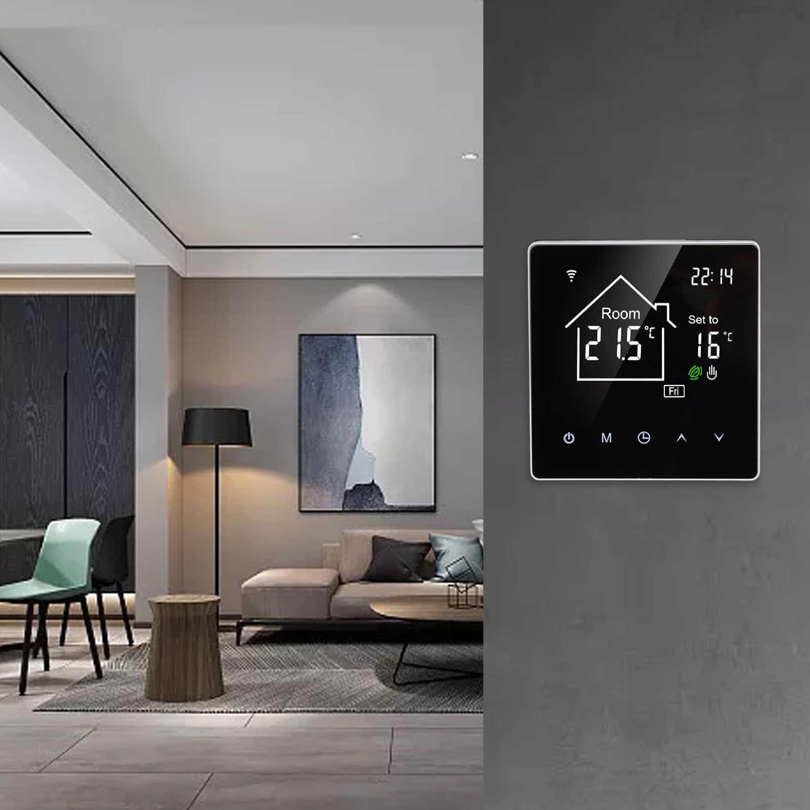 Smart Thermostat 86 Type LCD Touch Screen 7 Day Programmable Modes Digital Thermostat for Home 90 to 240V V1294-YM0512-3114220105111