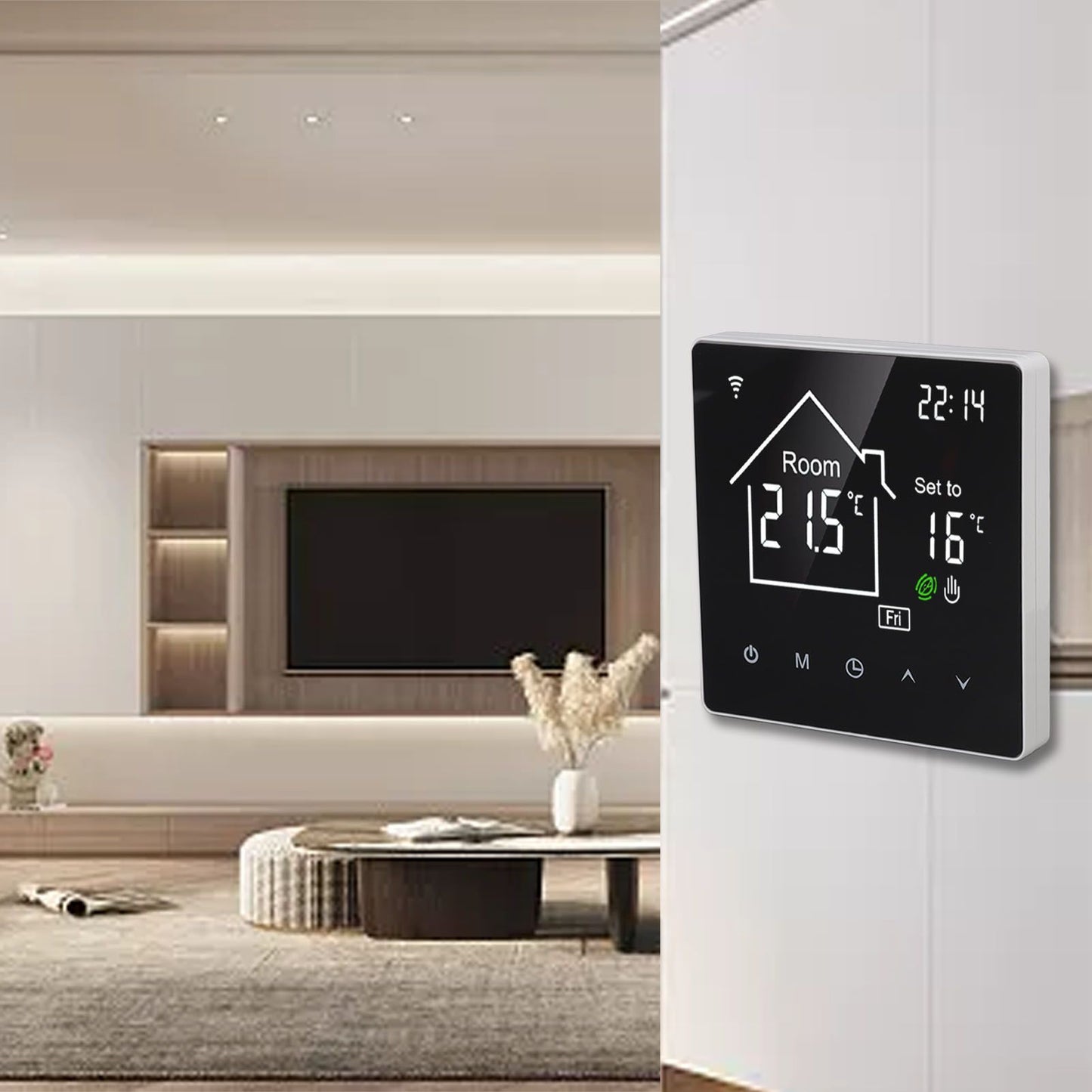 Smart Thermostat 86 Type LCD Touch Screen 7 Day Programmable Modes Digital Thermostat for Home 90 to 240V V1294-YM0512-3114220105111