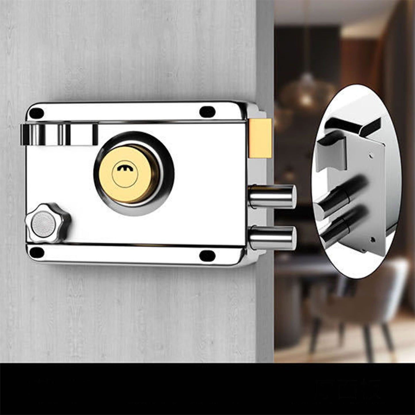Exterior Gate Lock Stainless Steel Copper Lock Core Left Open with Edge Security Prevent Theft Old Gate Lock V1294-YM0512-3114220106711