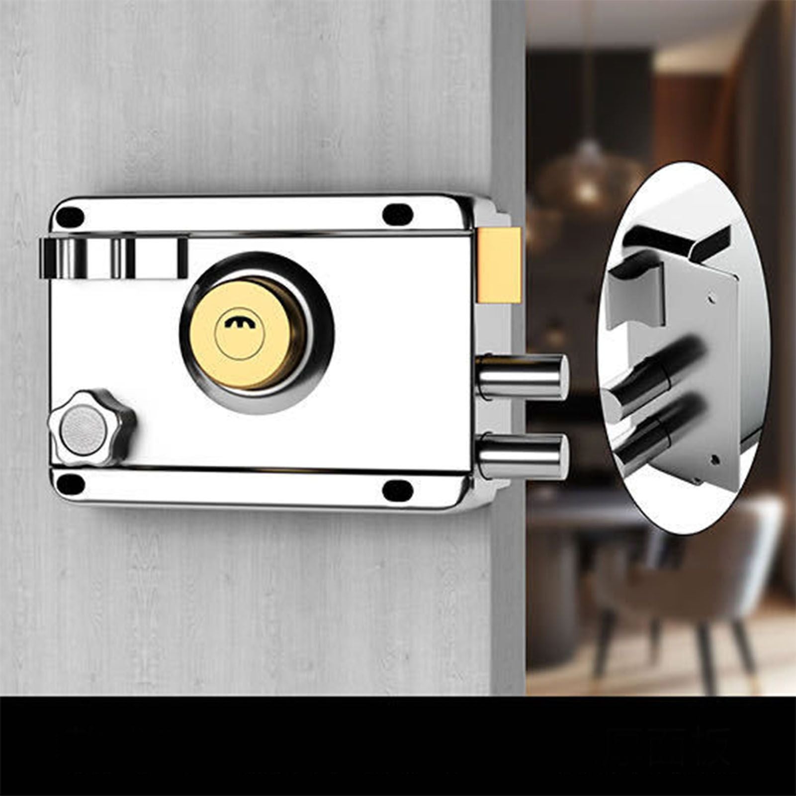 Exterior Gate Lock Stainless Steel Copper Lock Core Left Open with Edge Security Prevent Theft Old Gate Lock V1294-YM0512-3114220106711