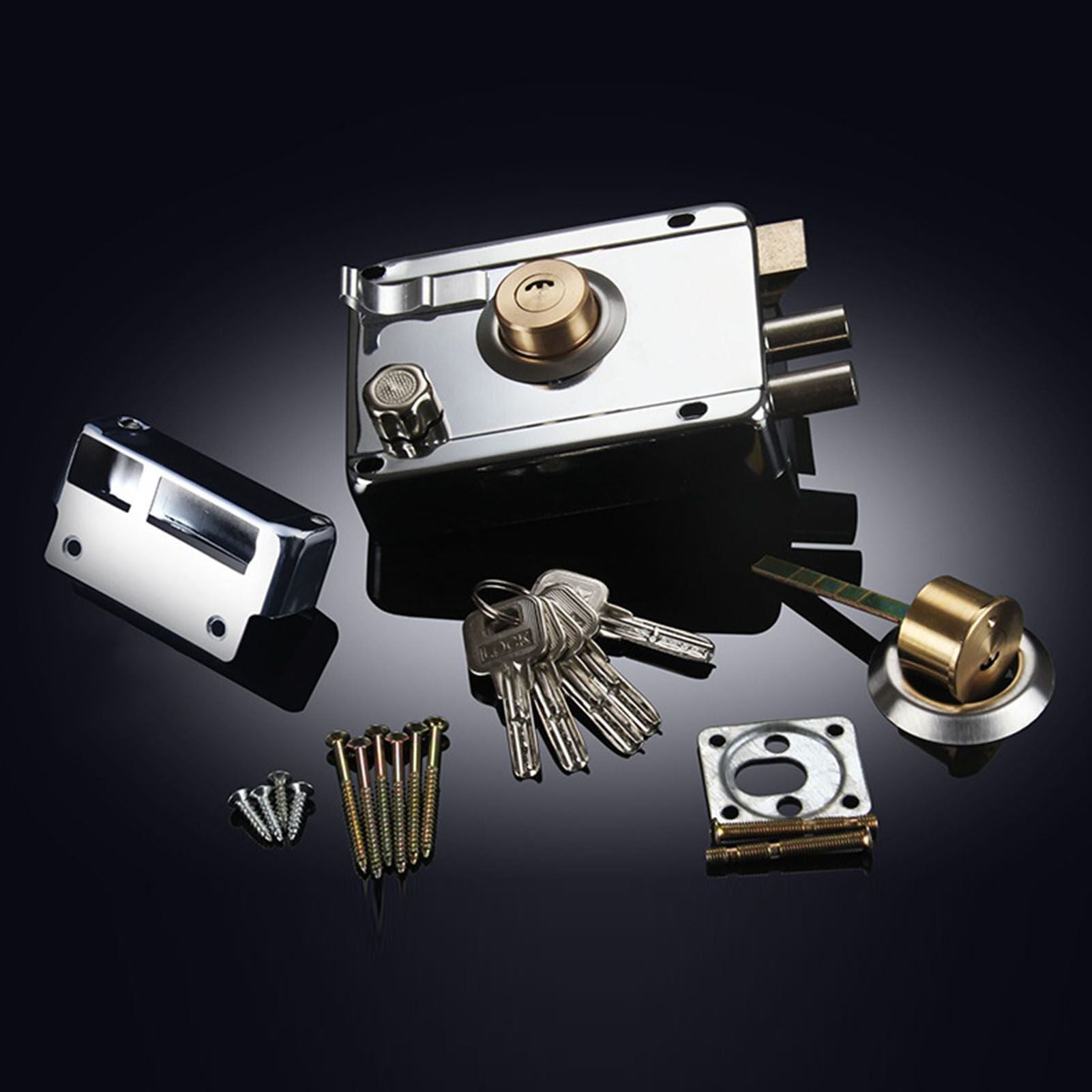 Exterior Gate Lock Stainless Steel Copper Lock Core Left Open with Edge Security Prevent Theft Old Gate Lock V1294-YM0512-3114220106711