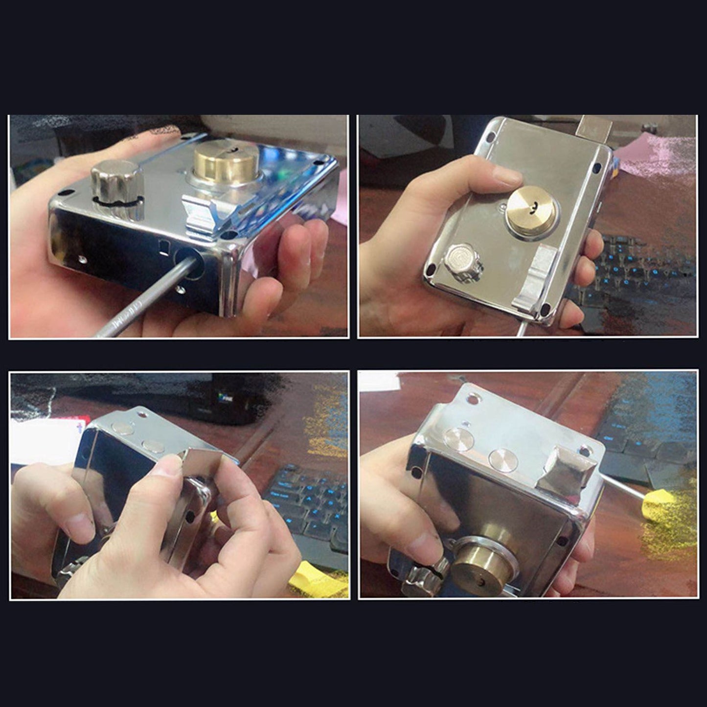Exterior Gate Lock Stainless Steel Copper Lock Core Left Open with Edge Security Prevent Theft Old Gate Lock V1294-YM0512-3114220106711