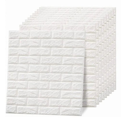 3D Wallpaper Self Adhesive Waterproof Cuttable Odorless Faux Brick Wall Panel for Living Room Bedroom White V1294-YM0512-3114220108711