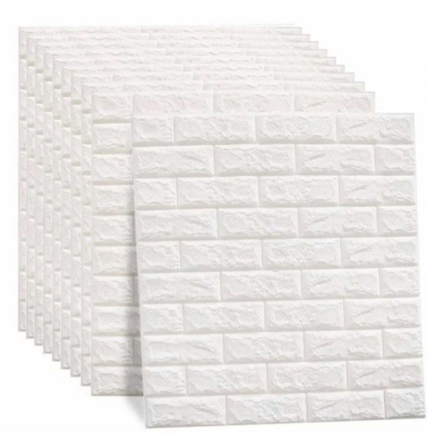 3D Wallpaper Self Adhesive Waterproof Cuttable Odorless Faux Brick Wall Panel for Living Room Bedroom White V1294-YM0512-3114220108711