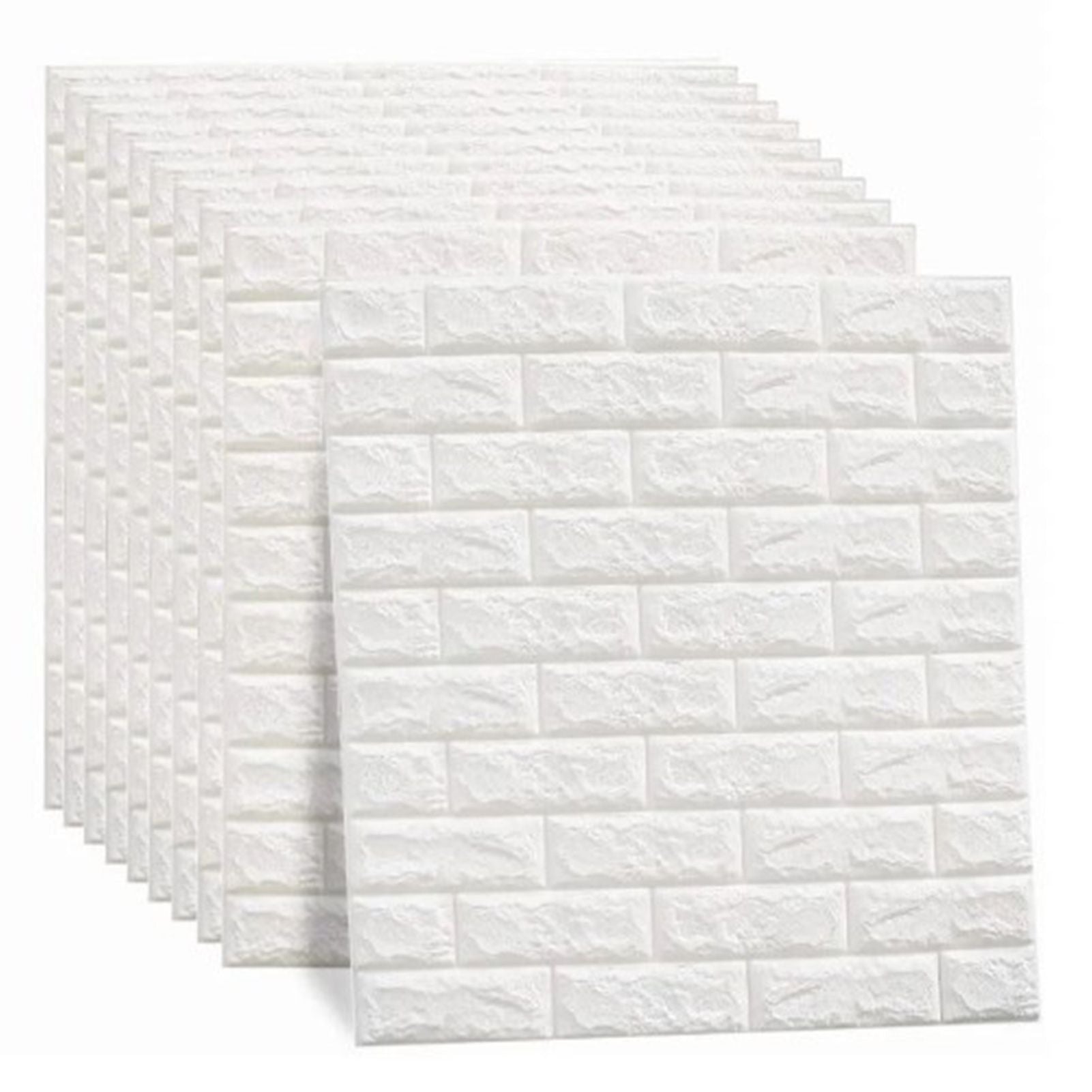 3D Wallpaper Self Adhesive Waterproof Cuttable Odorless Faux Brick Wall Panel for Living Room Bedroom White V1294-YM0512-3114220108711
