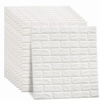 3D Wallpaper Self Adhesive Waterproof Cuttable Odorless Faux Brick Wall Panel for Living Room Bedroom White V1294-YM0512-3114220108711