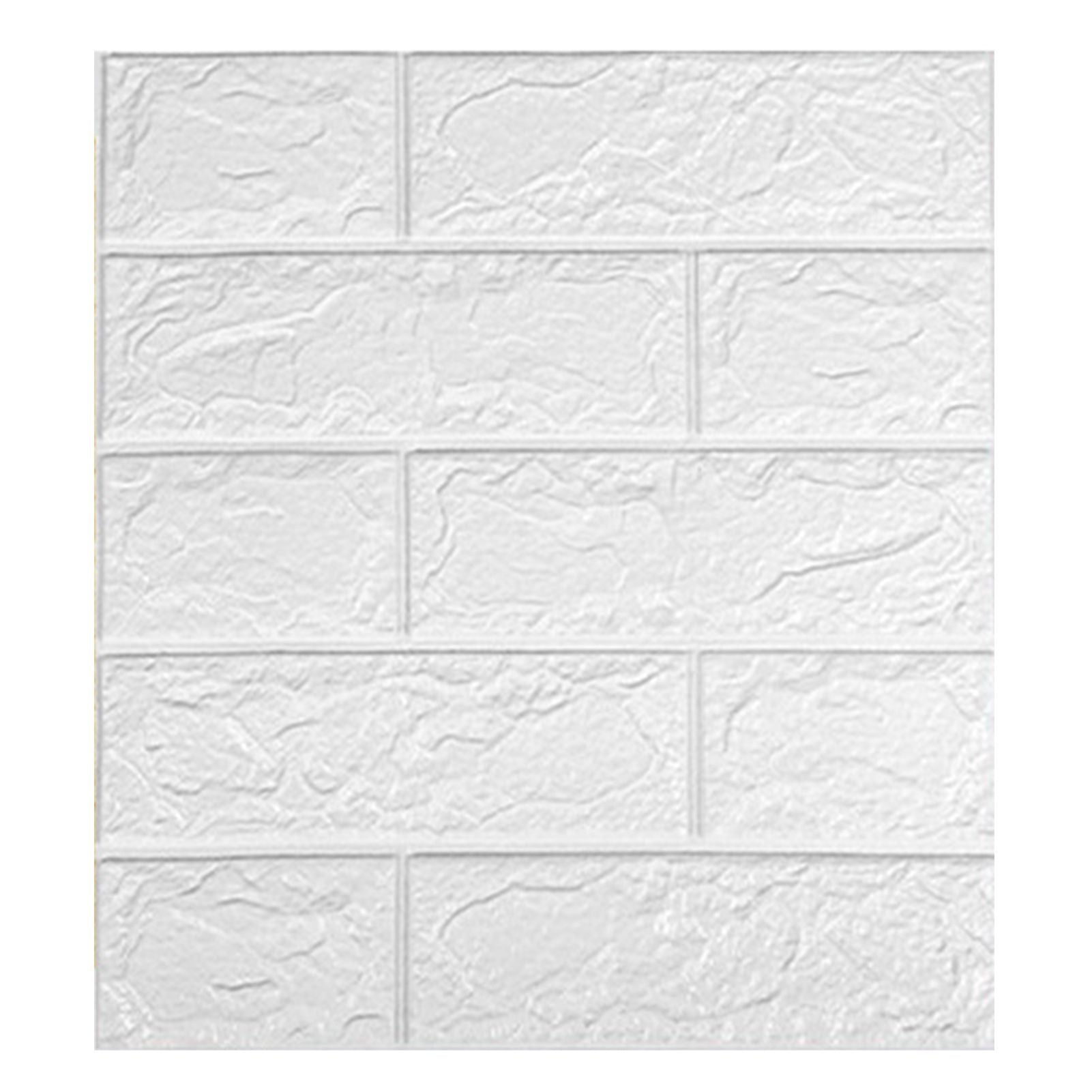 3D Wallpaper Self Adhesive Waterproof Cuttable Odorless Faux Brick Wall Panel for Living Room Bedroom White V1294-YM0512-3114220108711