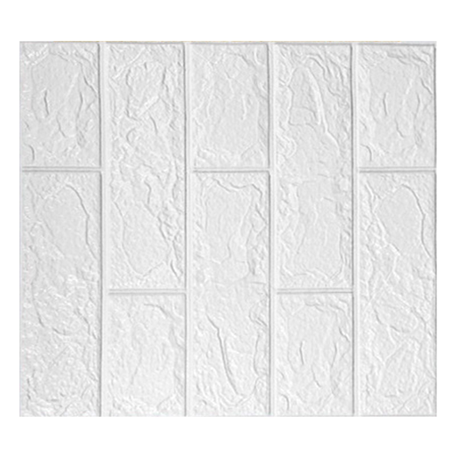 3D Wallpaper Self Adhesive Waterproof Cuttable Odorless Faux Brick Wall Panel for Living Room Bedroom White V1294-YM0512-3114220108711