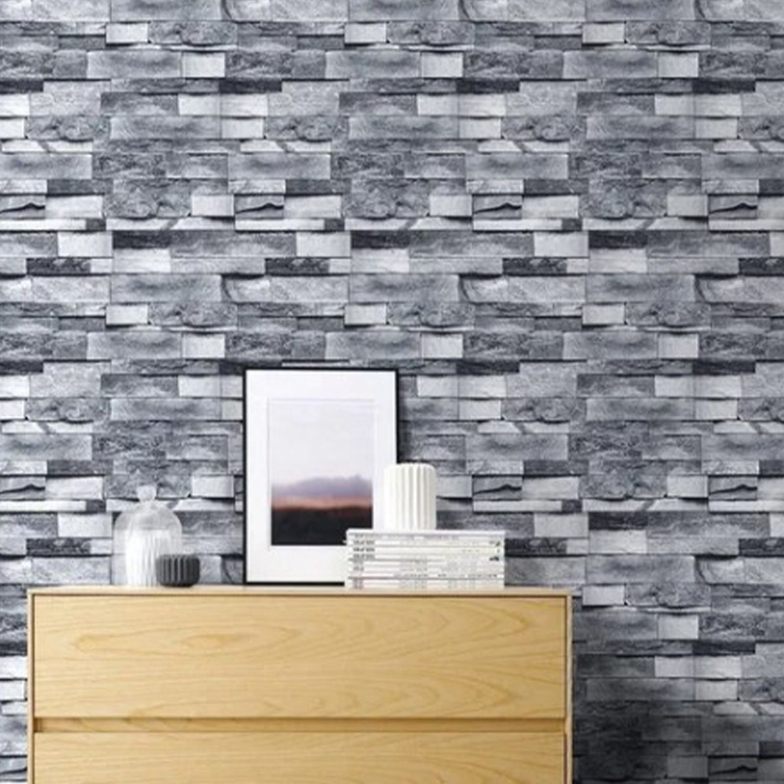Self Adhesive Wallpaper 3D Simulation Brick Designed Thickened Paper Wall Stickers for Decoration V1294-YM0512-3114220109111