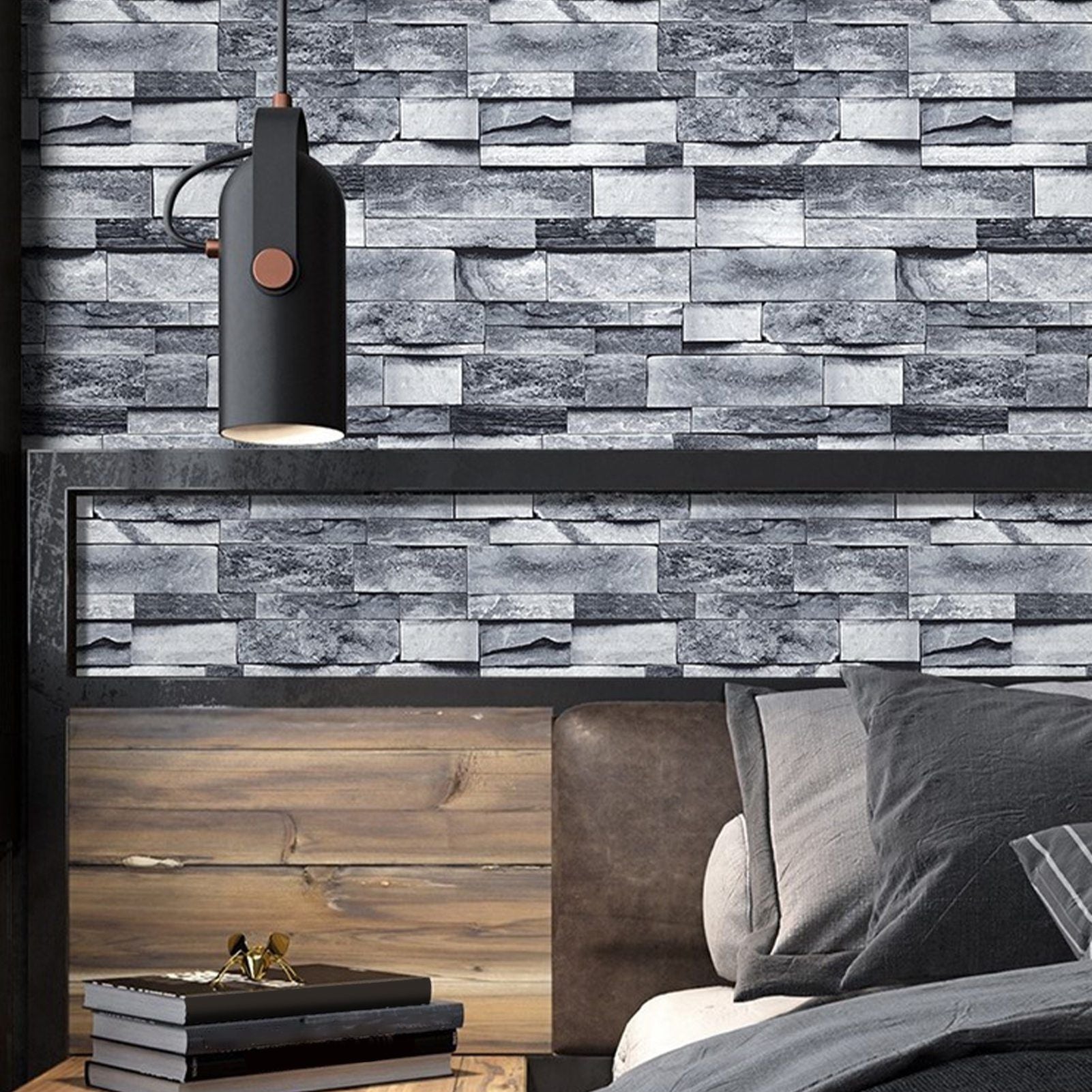 Self Adhesive Wallpaper 3D Simulation Brick Designed Thickened Paper Wall Stickers for Decoration V1294-YM0512-3114220109111