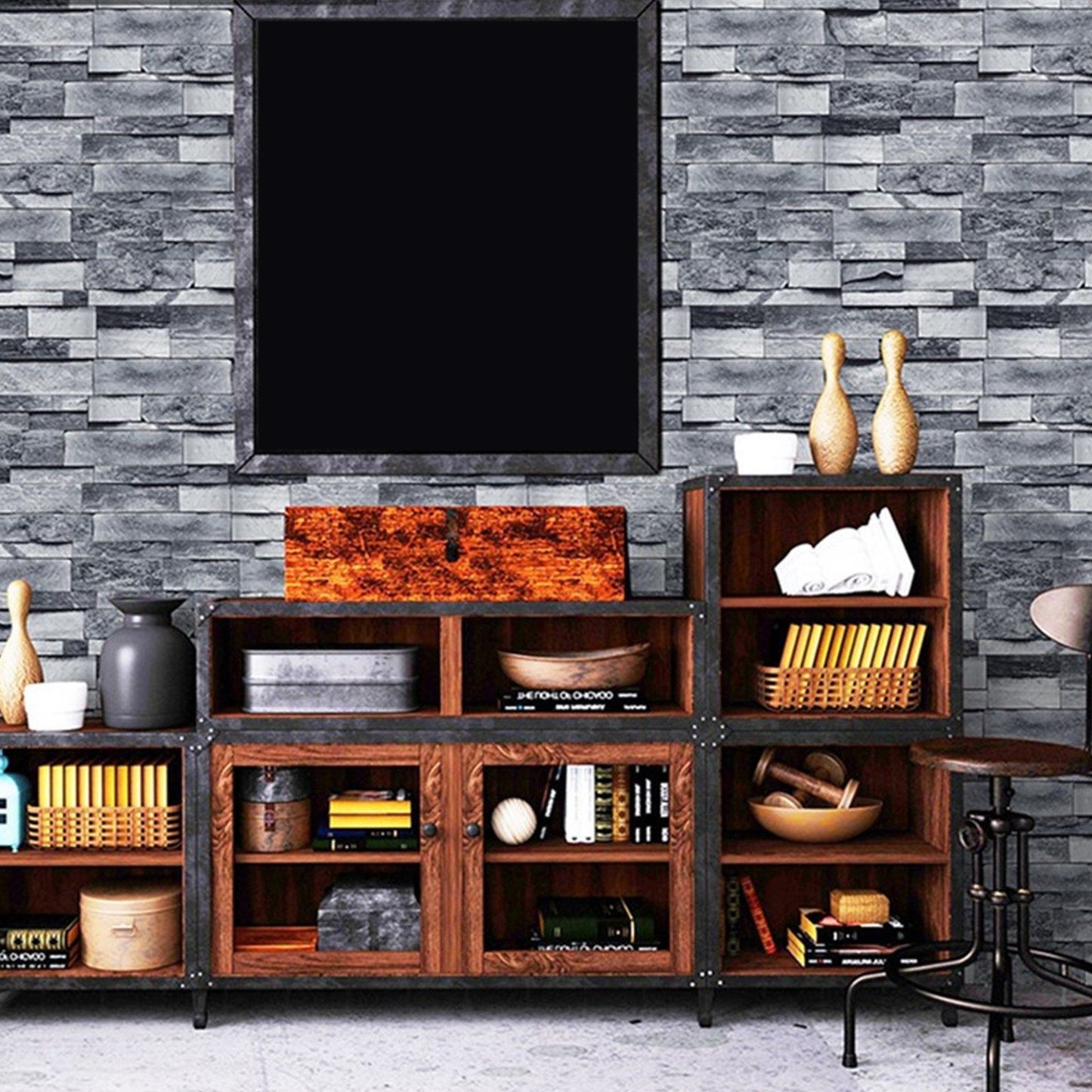 Self Adhesive Wallpaper 3D Simulation Brick Designed Thickened Paper Wall Stickers for Decoration V1294-YM0512-3114220109111
