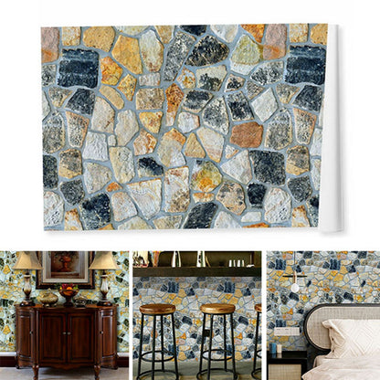 45cmx10m Simulated Stone Wallpaper Home Brick Grain Wall Sticker Colorful Rock Pattern V1294-YM0512-3114220110411
