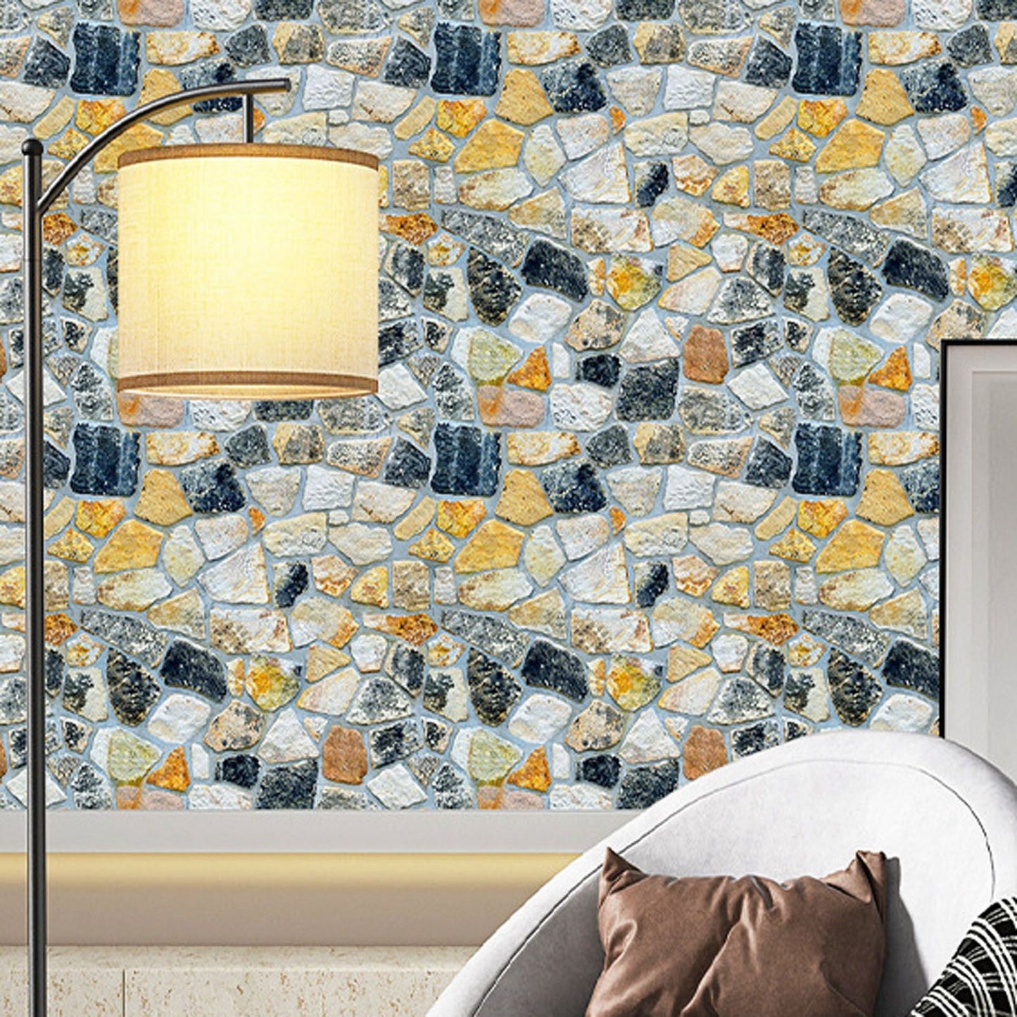 45cmx10m Simulated Stone Wallpaper Home Brick Grain Wall Sticker Colorful Rock Pattern V1294-YM0512-3114220110411