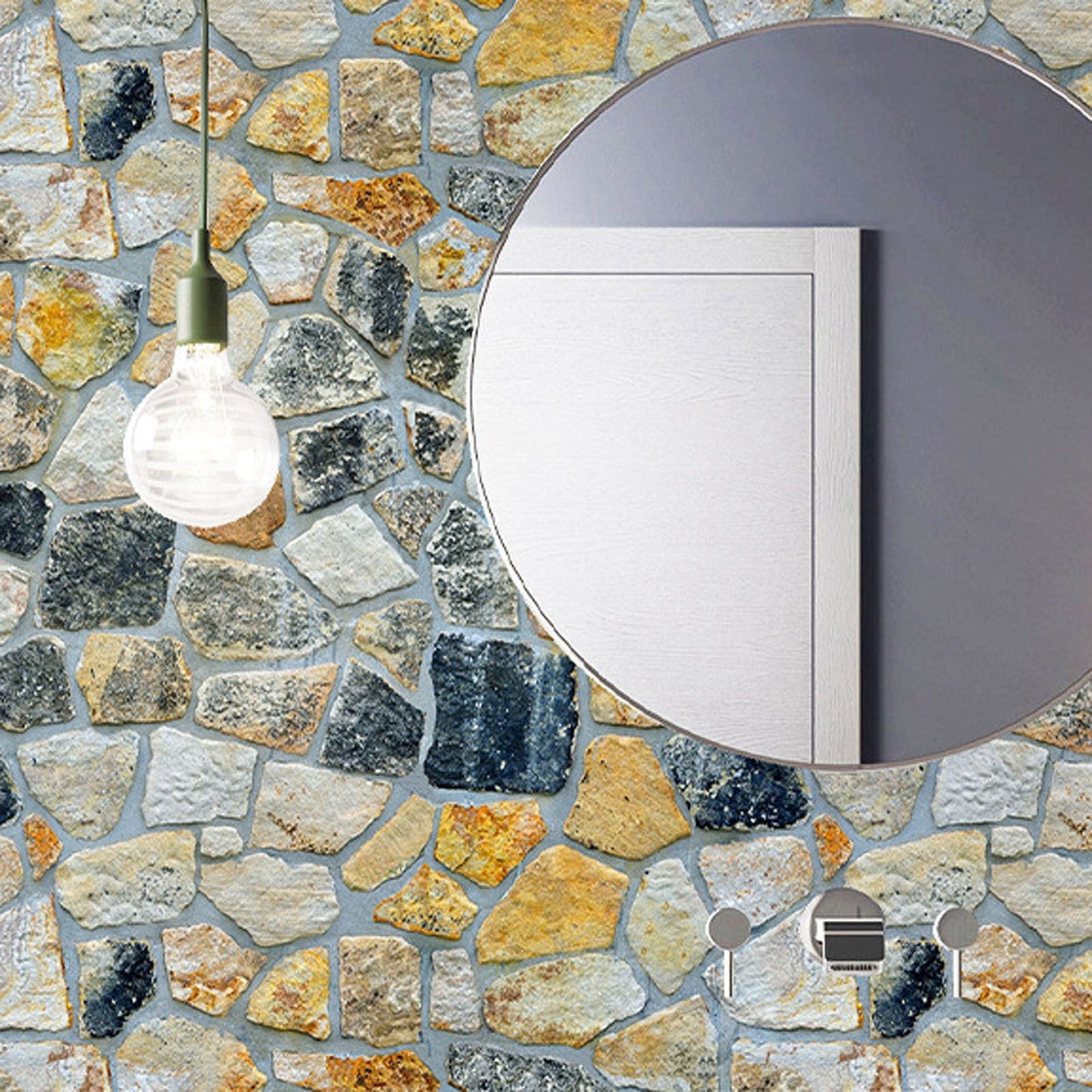 45cmx10m Simulated Stone Wallpaper Home Brick Grain Wall Sticker Colorful Rock Pattern V1294-YM0512-3114220110411