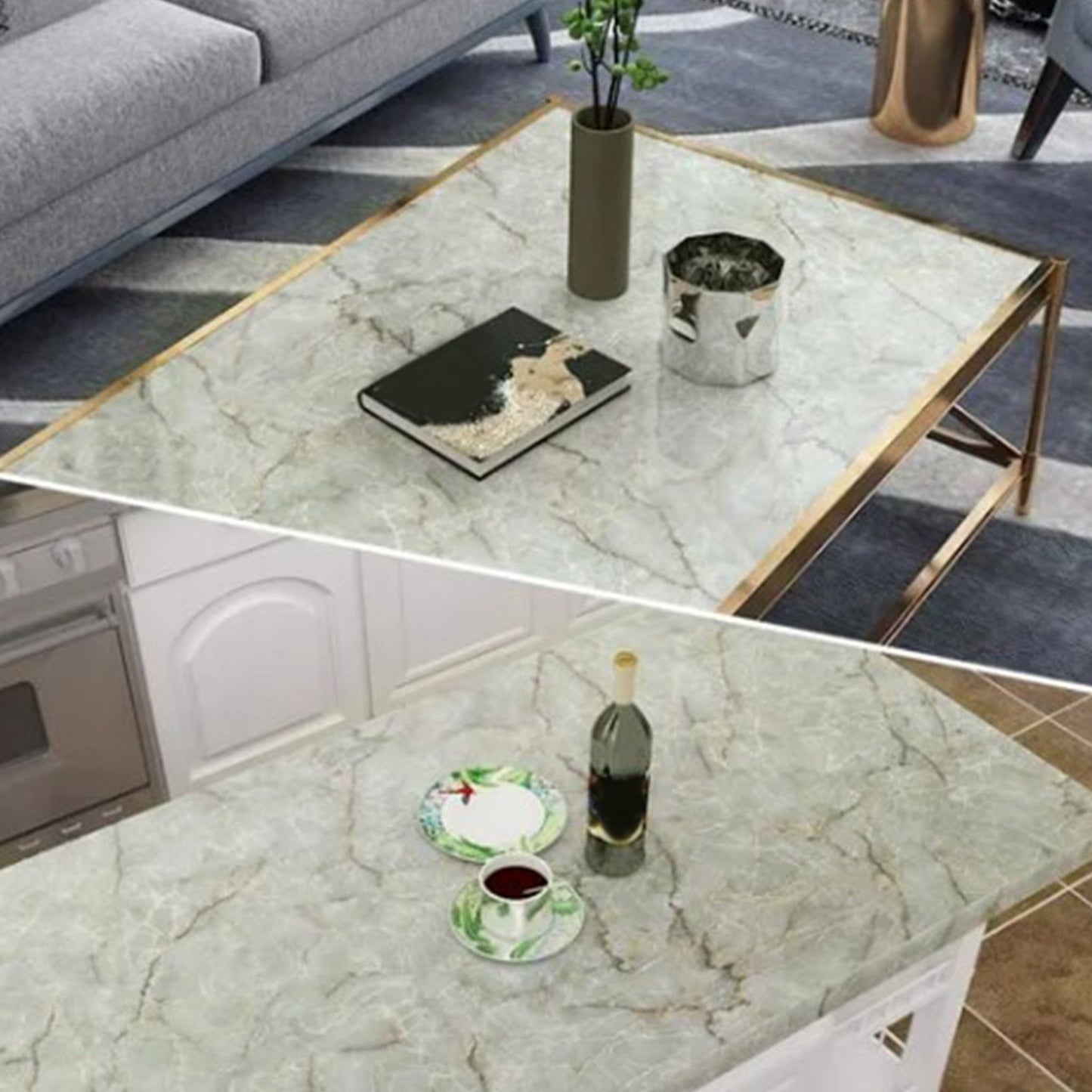 Kitchen Self Adhesive Film Marble Grain Waterproof High Temperature Resistance Home Decoration Wallpaper for V1294-YM0512-3114220110611