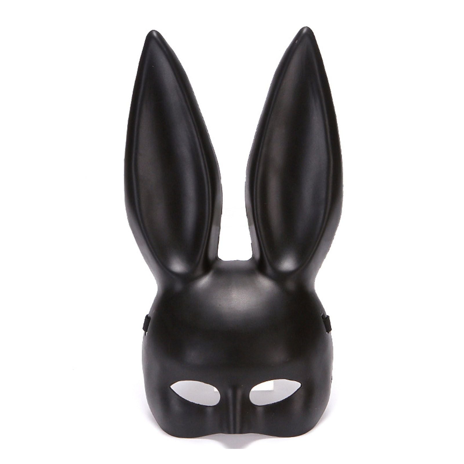 Rabbit Ears Mask Half Face Environmental Protection PVC Masquerade Mask for Parties Costume Matte Black V1294-YM0512-3115220108811