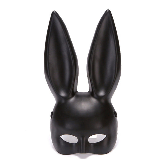 Rabbit Ears Mask Half Face Environmental Protection PVC Masquerade Mask for Parties Costume Matte Black V1294-YM0512-3115220108811