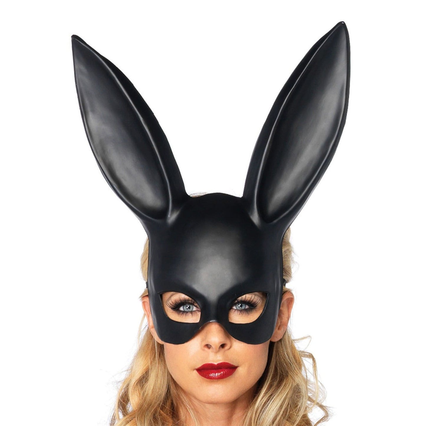 Rabbit Ears Mask Half Face Environmental Protection PVC Masquerade Mask for Parties Costume Matte Black V1294-YM0512-3115220108811
