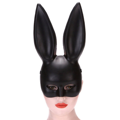Rabbit Ears Mask Half Face Environmental Protection PVC Masquerade Mask for Parties Costume Matte Black V1294-YM0512-3115220108811