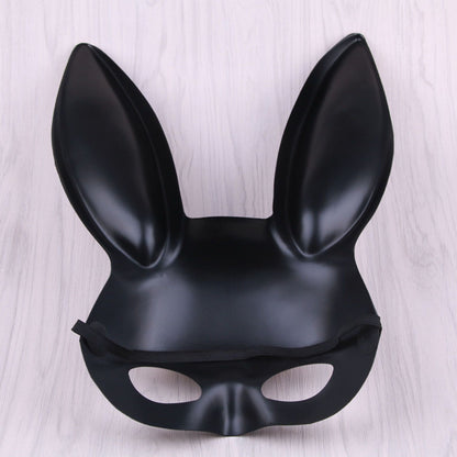 Rabbit Ears Mask Half Face Environmental Protection PVC Masquerade Mask for Parties Costume Matte Black V1294-YM0512-3115220108811