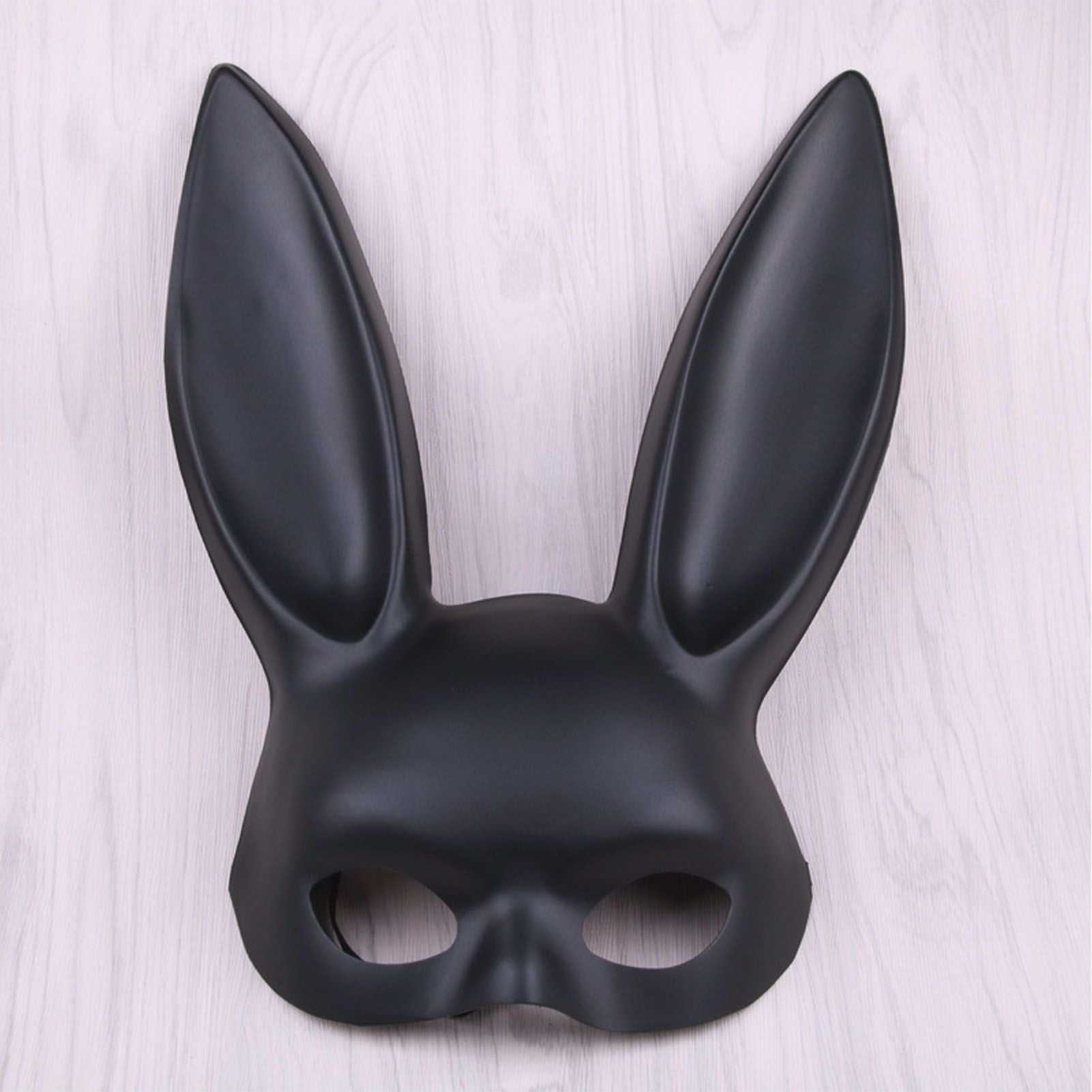 Rabbit Ears Mask Half Face Environmental Protection PVC Masquerade Mask for Parties Costume Matte Black V1294-YM0512-3115220108811