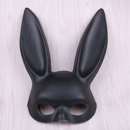 Rabbit Ears Mask Half Face Environmental Protection PVC Masquerade Mask for Parties Costume Matte Black V1294-YM0512-3115220108811