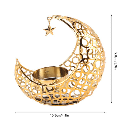 Romantic Moon Candlestick Iron Hollowed Candle Holder for Weddings Christmas Decoration Dining Coffee Table V1294-YM0512-3115220112911