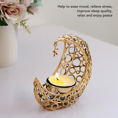 Romantic Moon Candlestick Iron Hollowed Candle Holder for Weddings Christmas Decoration Dining Coffee Table V1294-YM0512-3115220112911