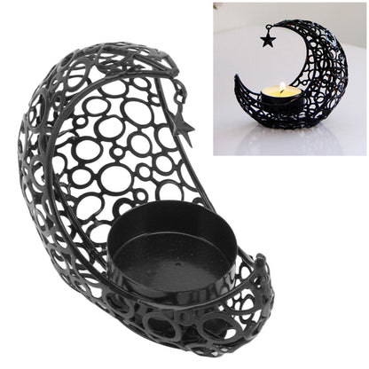 Romantic Moon Candlestick Iron Hollowed Candle Holder for Weddings Christmas Decoration Dining Coffee Table V1294-YM0512-3115220112912