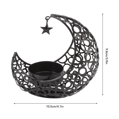 Romantic Moon Candlestick Iron Hollowed Candle Holder for Weddings Christmas Decoration Dining Coffee Table V1294-YM0512-3115220112912