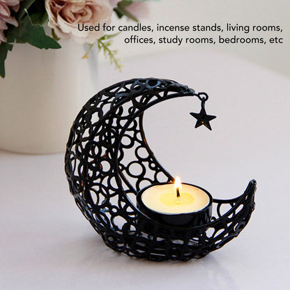 Romantic Moon Candlestick Iron Hollowed Candle Holder for Weddings Christmas Decoration Dining Coffee Table V1294-YM0512-3115220112912