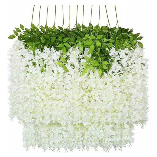 12 Pcs Artificial Wisteria Pure White Exquisite Simulated Wisteria Decoration for Weddings Outdoor Ceremonies V1294-YM0512-3115220116211