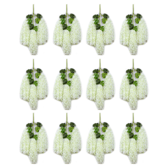 12 Pcs Artificial Wisteria Pure White Exquisite Simulated Wisteria Decoration for Weddings Outdoor Ceremonies V1294-YM0512-3115220116211