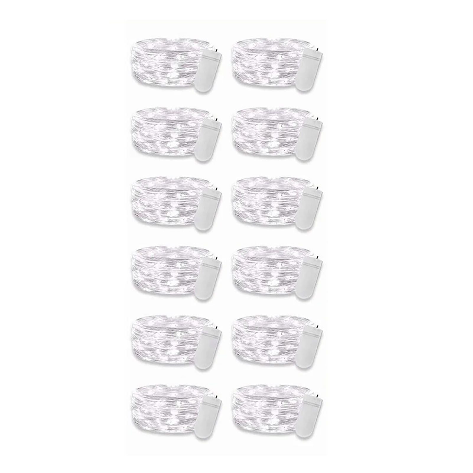 12PCS 0.03W Button String Lights Cold White Light 20 LED 3V Flexible IP65 Waterproof for Wedding Party Bedroom V1294-YM0512-3115220116511