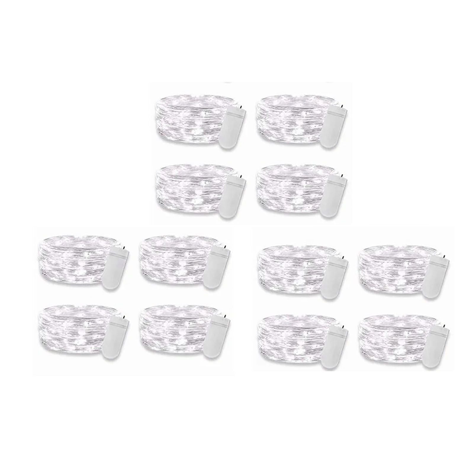 12PCS 0.03W Button String Lights Cold White Light 20 LED 3V Flexible IP65 Waterproof for Wedding Party Bedroom V1294-YM0512-3115220116511