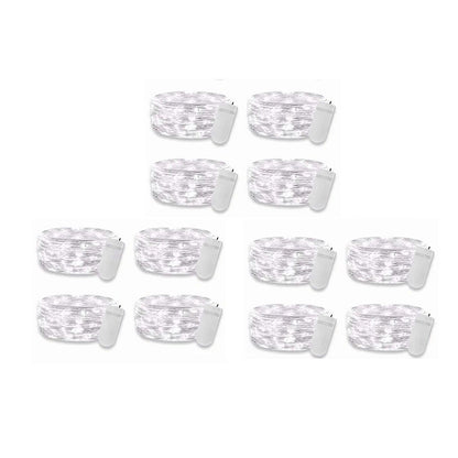 12PCS 0.03W Button String Lights Cold White Light 20 LED 3V Flexible IP65 Waterproof for Wedding Party Bedroom V1294-YM0512-3115220116511