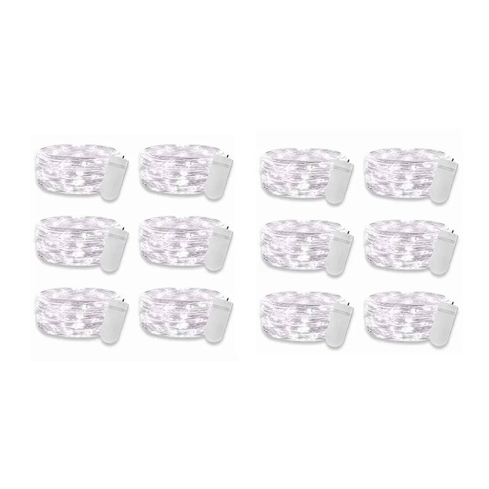 12PCS 0.03W Button String Lights Cold White Light 20 LED 3V Flexible IP65 Waterproof for Wedding Party Bedroom V1294-YM0512-3115220116511