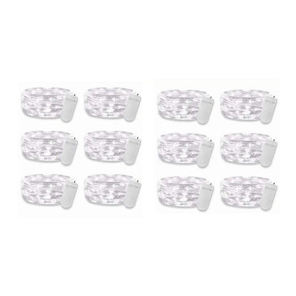 12PCS 0.03W Button String Lights Cold White Light 20 LED 3V Flexible IP65 Waterproof for Wedding Party Bedroom V1294-YM0512-3115220116511