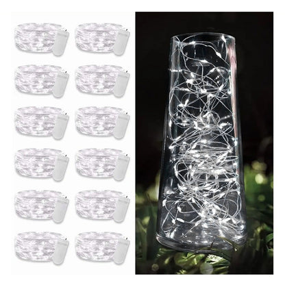12PCS 0.03W Button String Lights Cold White Light 20 LED 3V Flexible IP65 Waterproof for Wedding Party Bedroom V1294-YM0512-3115220116511