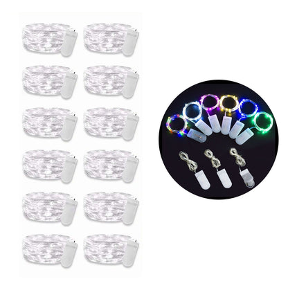 12PCS 0.03W Button String Lights Cold White Light 20 LED 3V Flexible IP65 Waterproof for Wedding Party Bedroom V1294-YM0512-3115220116511