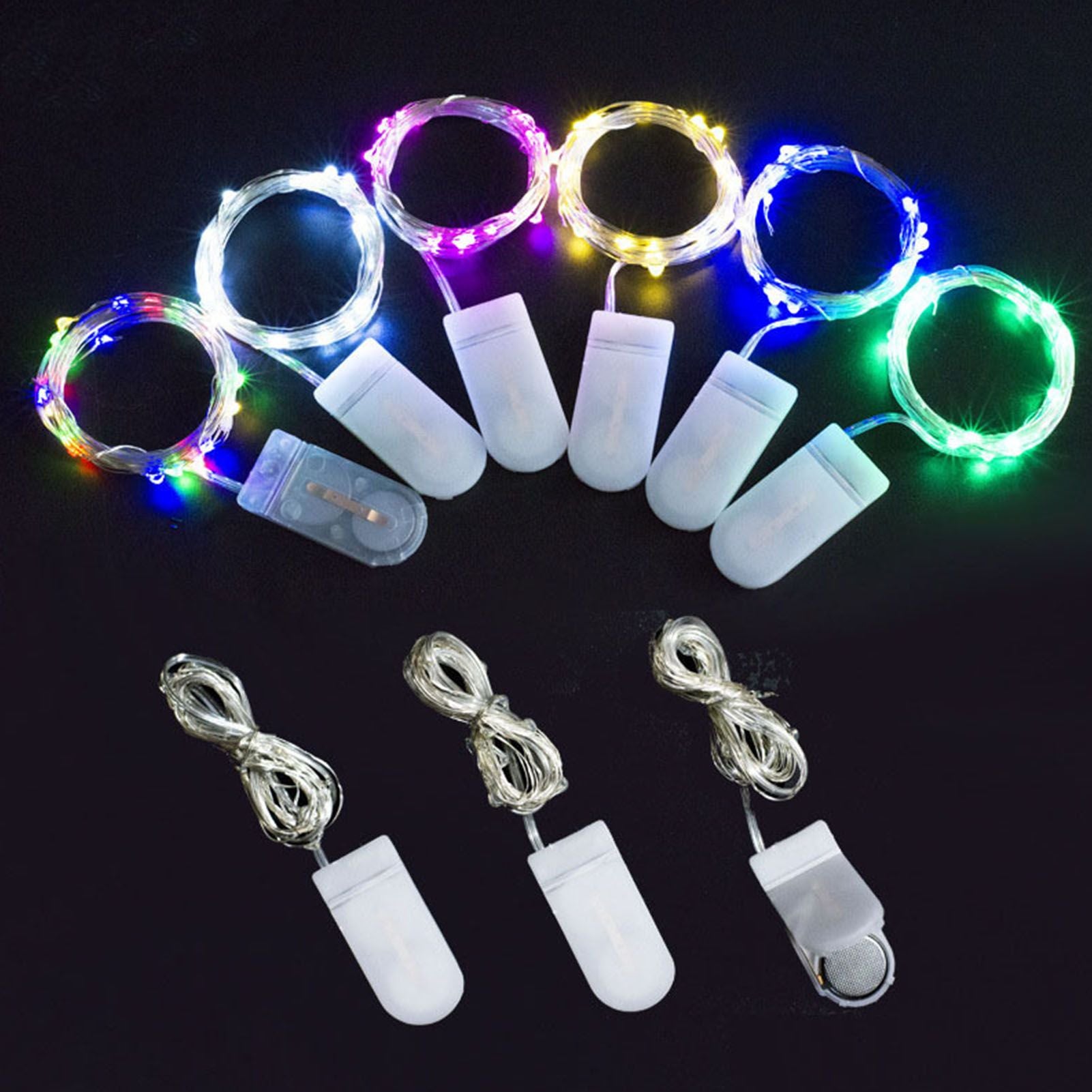 12PCS 0.03W Button String Lights Cold White Light 20 LED 3V Flexible IP65 Waterproof for Wedding Party Bedroom V1294-YM0512-3115220116511